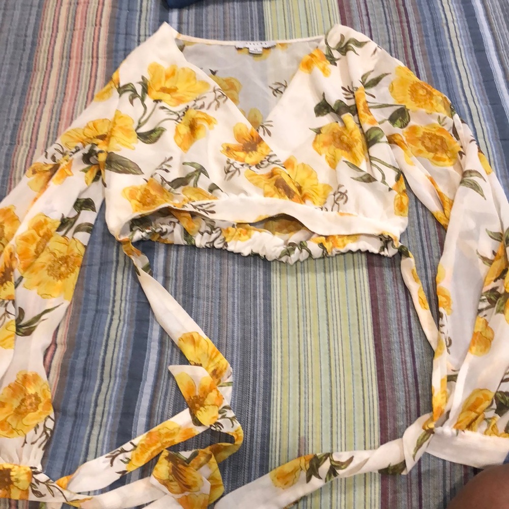 Plunge crop blouse